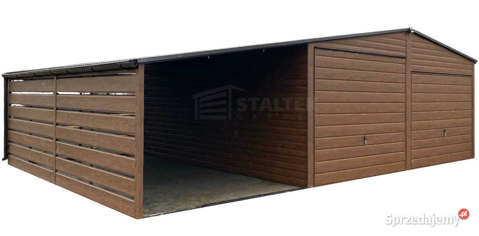 Garaż blaszany 6x6m wiata 3m 2x Brama rynny Olsztyn