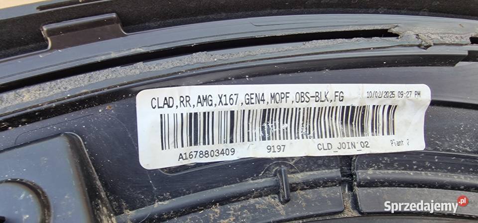 MERCEDES GLE W167 LISTWA BŁOTNIKA PRAWY TYŁ