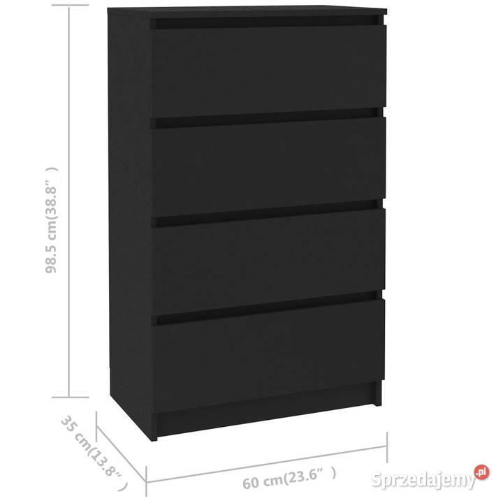 Komoda czarna 60x35x985 materiał drewnopochodny Warszawa