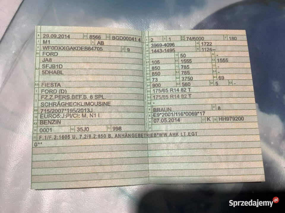 Ford Fiesta Turbo5 drzwi podgrzewana szyba Wejherowo