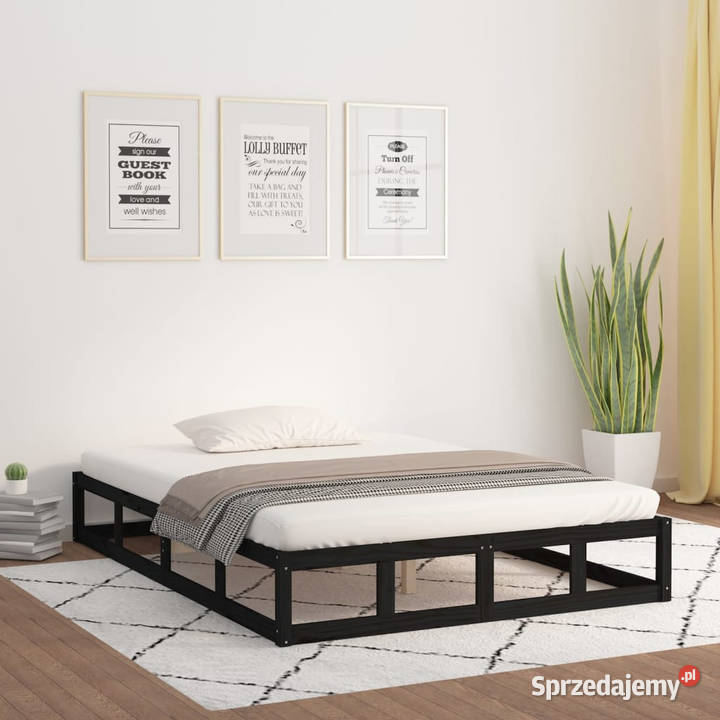 Rama łóżka czarna lite drewno 160 x 200 WM820810 Łóżka Warszawa sprzedam