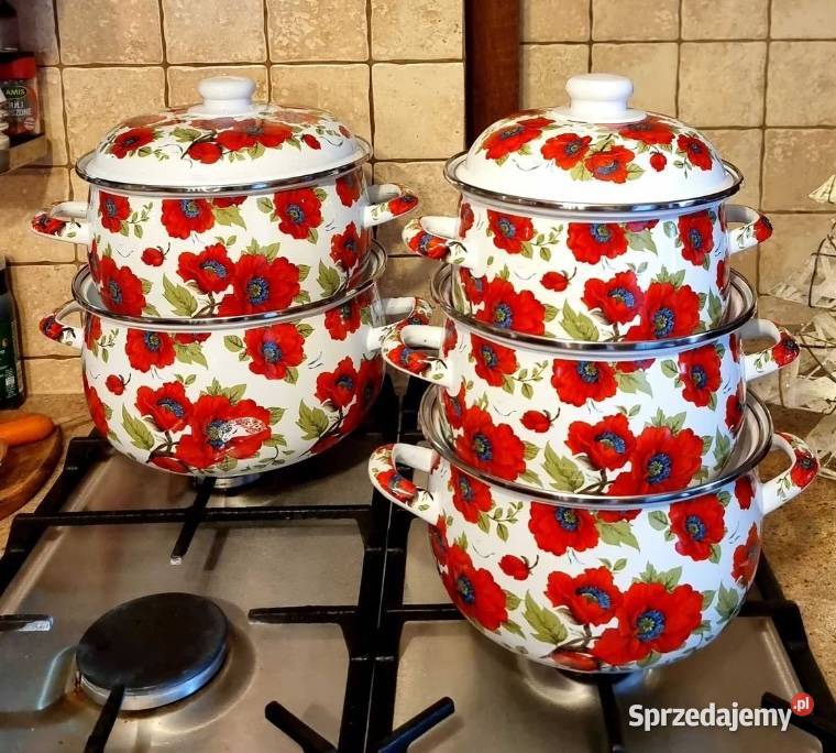 219 Garnki emaliowane duże makin śląskie Zabrze sprzedam