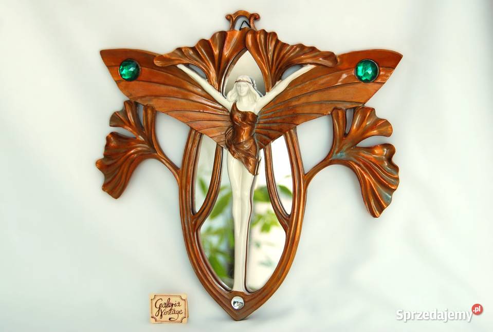 Lustro secesja art nouveau vintage kobieta motyl