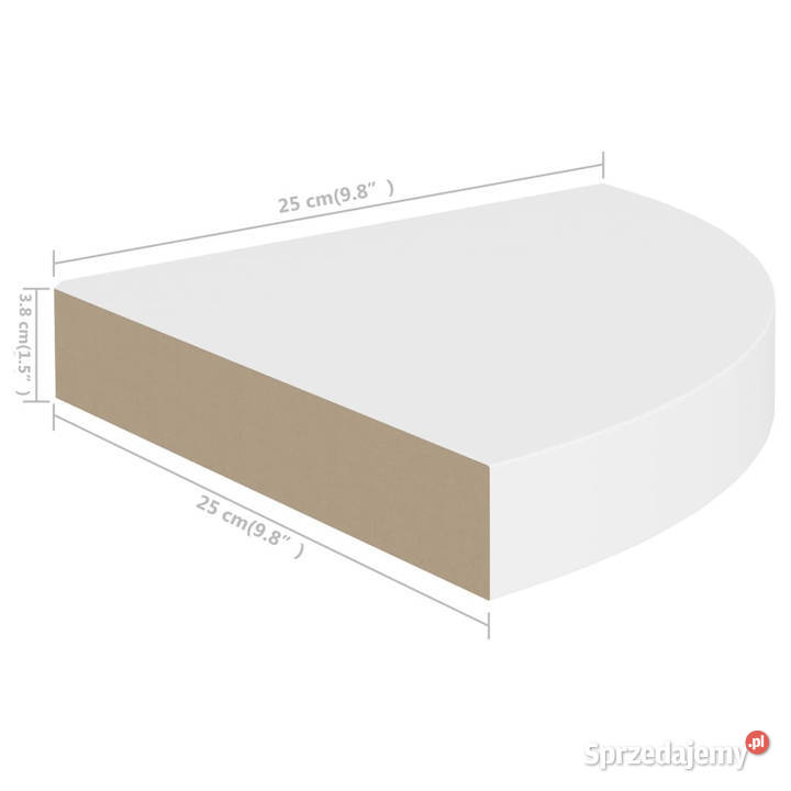 Narożne półki ścienne 2 białe 25x25x38 MDF Dom i Ogród