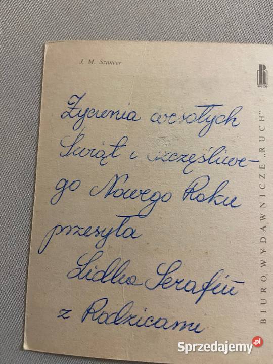 Pocztówka Wesołych Świąt Jan Marcin Szancer śląskie Błażejowice sprzedam