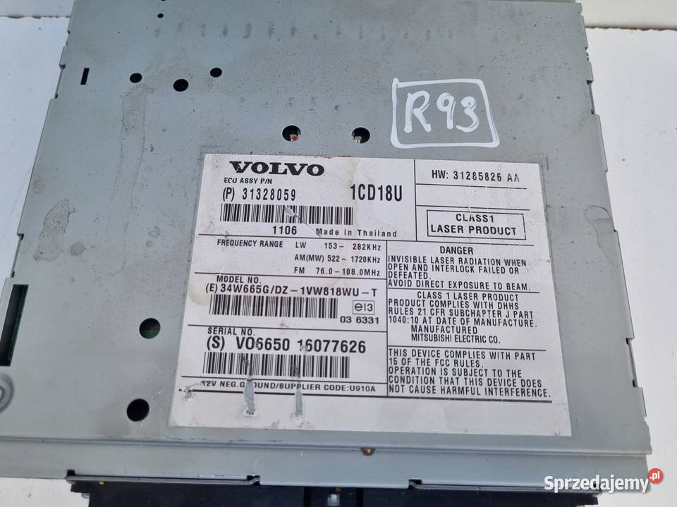 Volvo S40 II V50 RADIO CD radioodtwarzacz Rudka