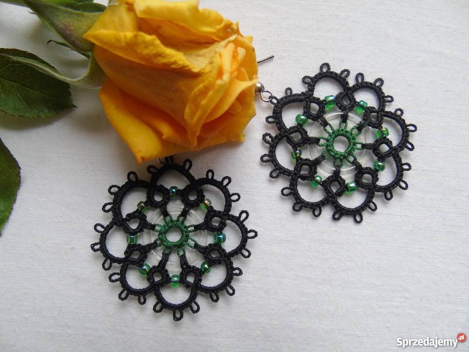 Kolczyki Frywolitkowe Biżuteria dla Pań Wiśniowa