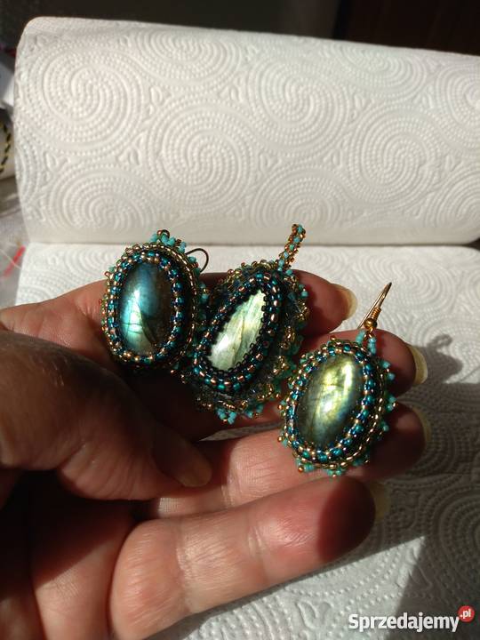 Labradoryt kolczyki wisiorek Częstochowa