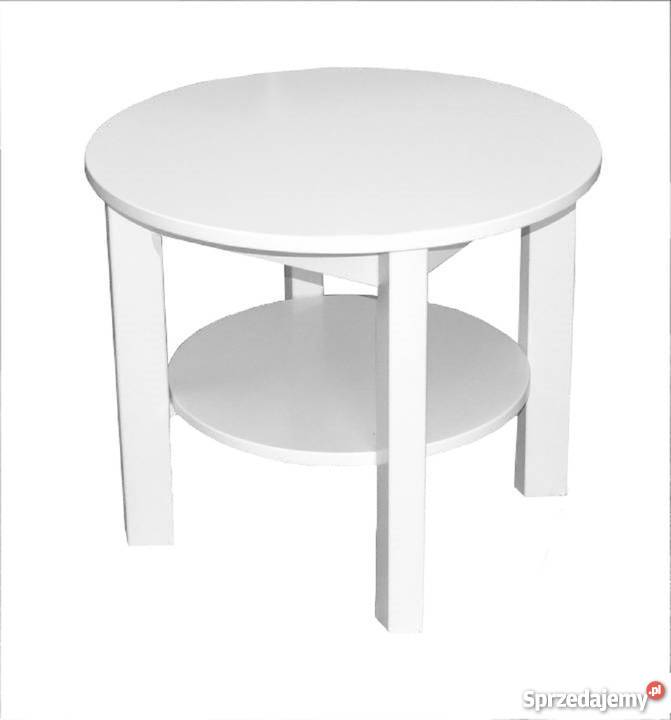 STÓŁ OKRĄGŁY Z PÓŁKĄ BLAT FI 70 ŁAWA BIAŁA Stoły, krzesła, biurka Dom i Ogród Tołkiny
