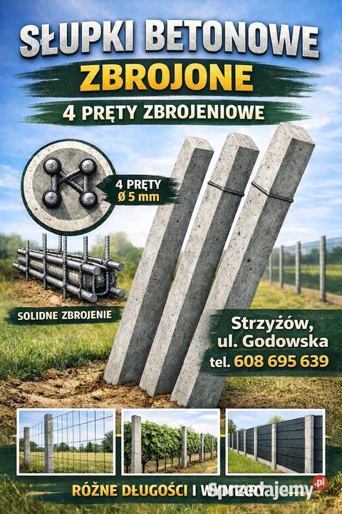 Słupki betonowe Siatka Leśna Strzyżów sprzedam