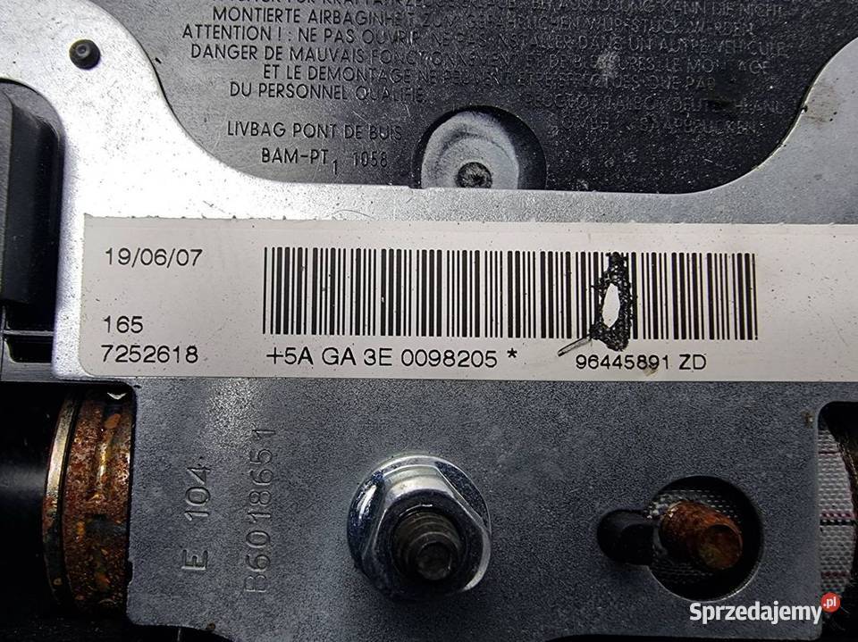 PODUSZKA AIRBAG PEUGEOT 407 96445891 Lipno