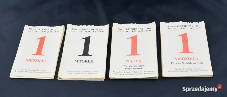 Karteczki z kalendarza 1996 Pozostałe śląskie sprzedam