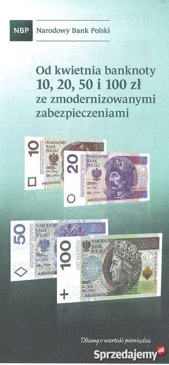 Prospekt emisyjny banknoty 10, 20, 50, 100 zł PL