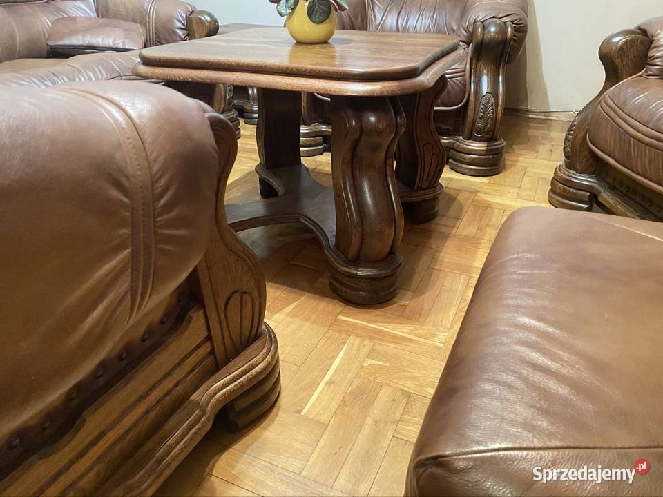 Zestaw Kler drewno skóra Dębowo skórzany Komplet skóra naturalna Opole