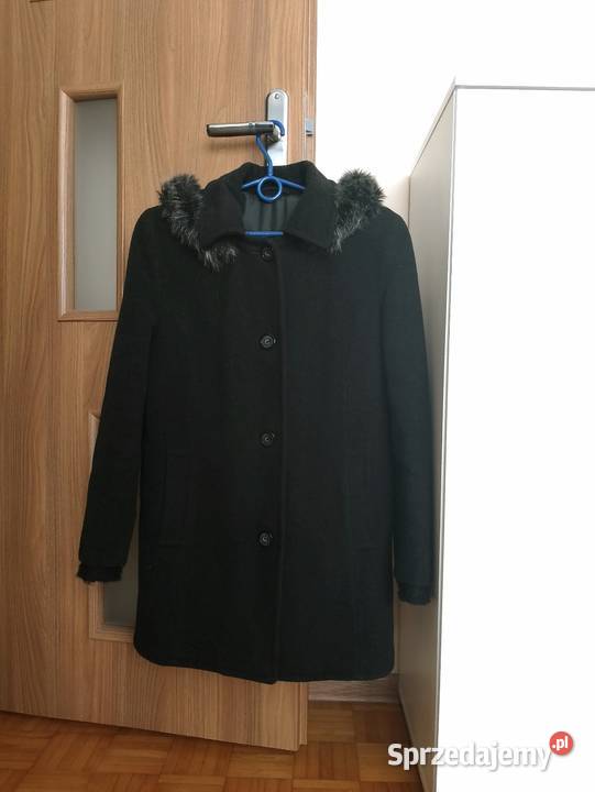 ELEGANCKA kurtka płaszczyk damski flausz czarny