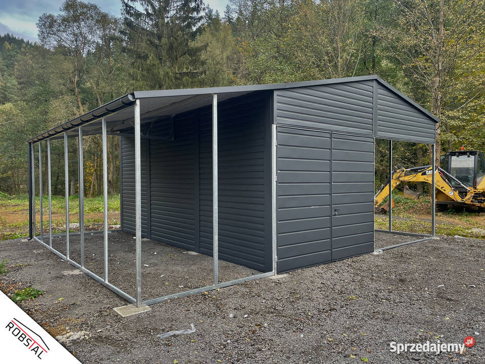 Garaż Blaszany Wiata 8x7 ciemny grafit MAT