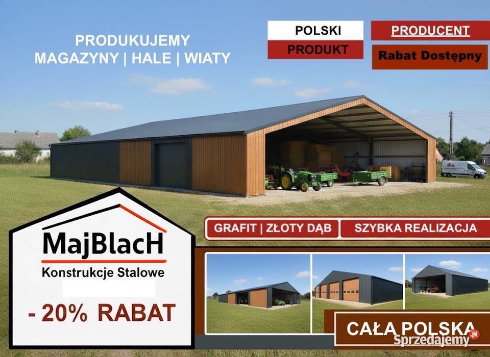 OTWARTY Duży Dwuspadowy Garaż Blaszany MAGAZYN Radom sprzedam