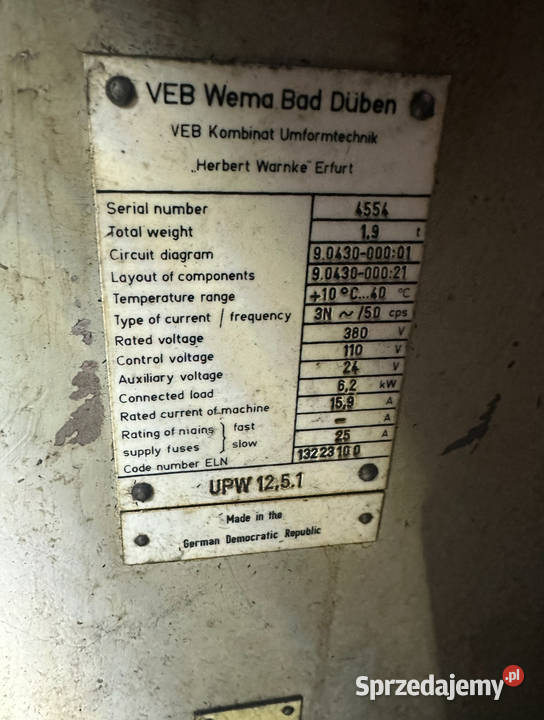 Walcarka do gwintow UPW1251 Częstochowa