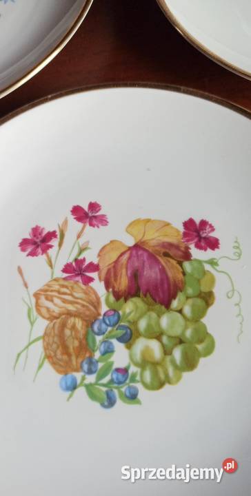 3 Talerze Bareuther Bavaria Owoce z kwiatami Gdańsk