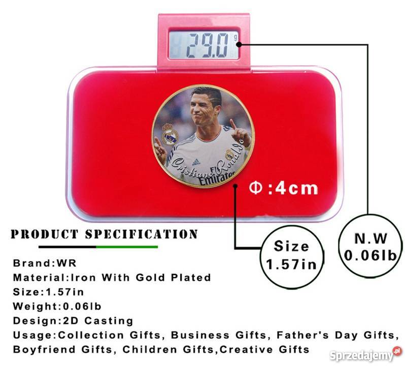 Cristiano Ronaldo Złoto 24 karat Kapsel NOWA śląskie Sosnowiec