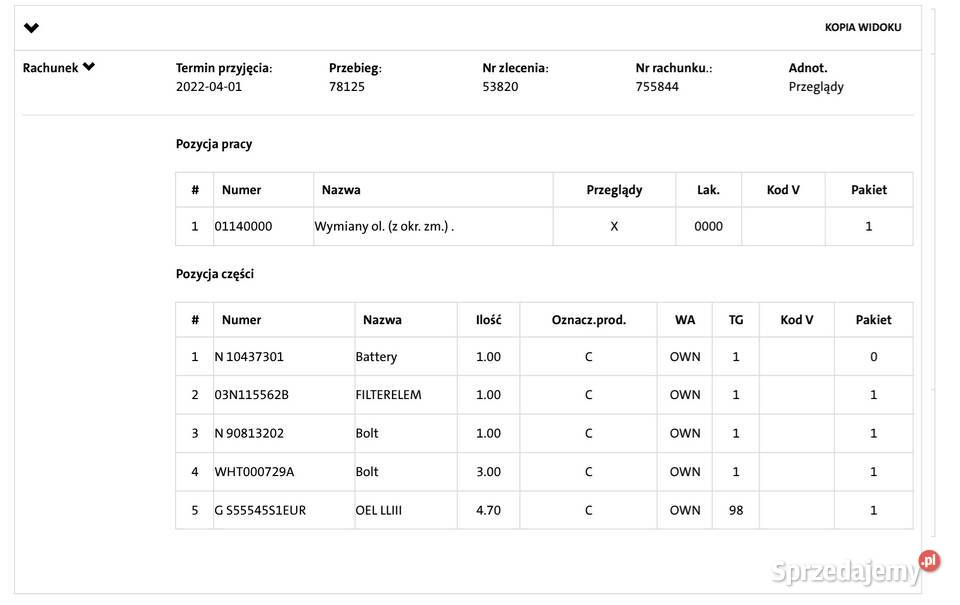 Historia srewisowa vin z ASO Audi VW Seat Skoda Stargard