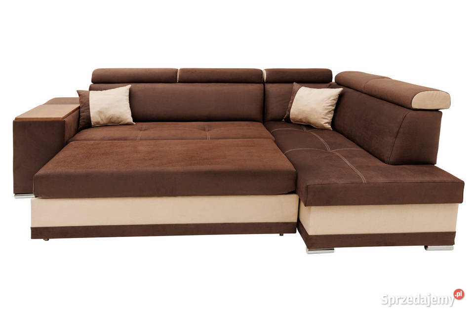 Narożnik Brązowy Duży z Funkcją Spania SEBASTIAN