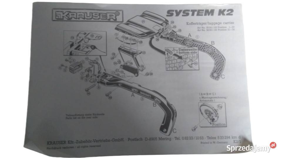 PŁYTA STELAŻ MOCOWANIE KRAUSER KR001210 Bielsk Podlaski