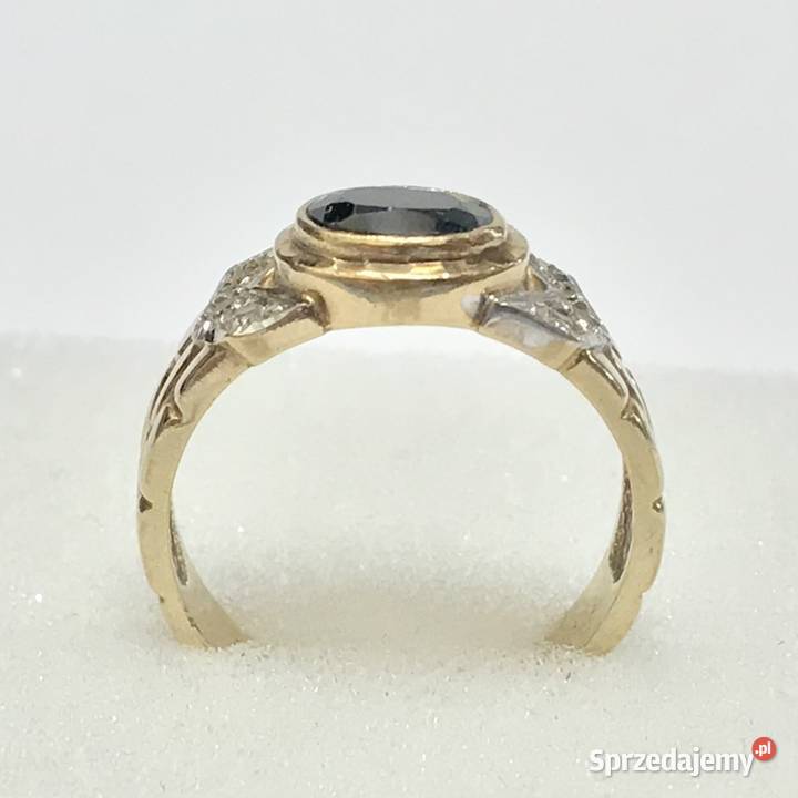 Złoty PIERŚCIONEK 14K cudny SZAFIR cyrkonie r 16 Warszawa