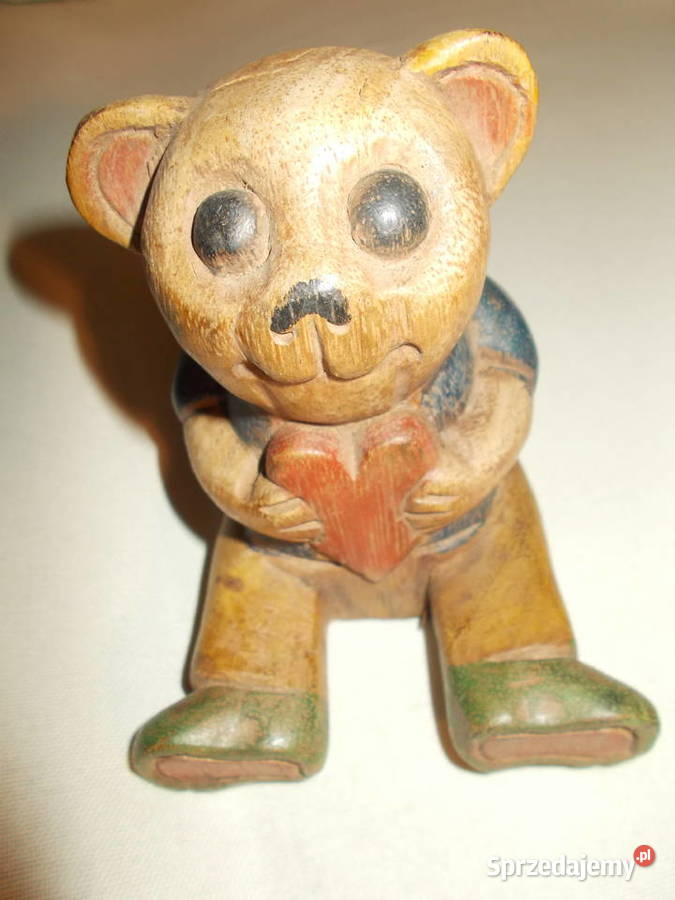 Miś drewniany figurka vintage wielkopolskie Poznań