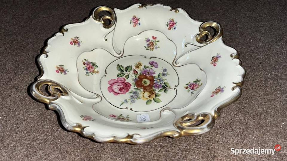Patera z różami Ilmenau Made in Germany Złocona Porcelana i szkło pomorskie Gdańsk sprzedam