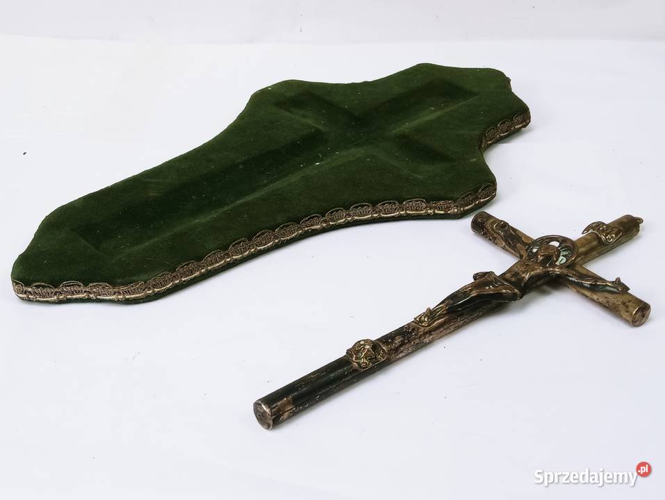 Zabytkowy Krzyż Srebro Jezus Chrystus Nowa Sól