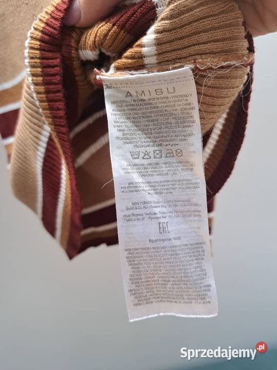 Sweterek w paski z golfem Amisu XS pomorskie