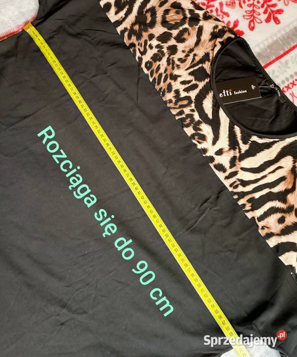 Tunika czarna z wzorem w panterkę bawełna Panterka śląskie Cieszyn