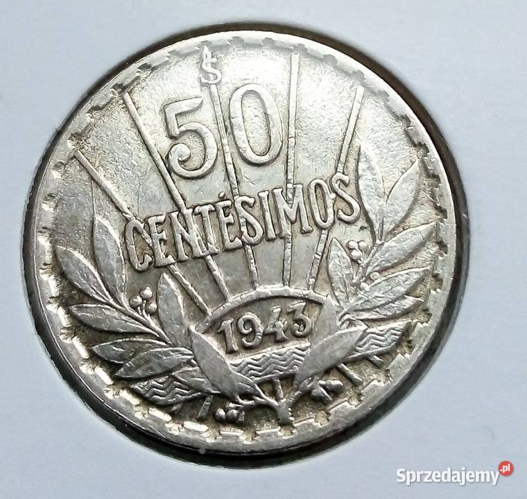 URUGWAJ 50 CENTESIMOS 1943 rSREBRO 90700 ARTIGAS Legionowo