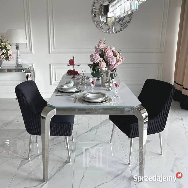 Designerski stół glamour ze szklanym blatem Warszawa