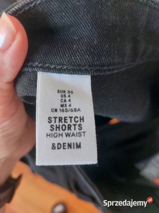 shorty czarne HM S 36 damskie wysoki stan denim czarny