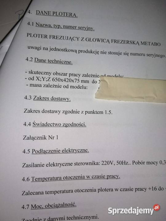 Ploter frezujący Stalowa Wola