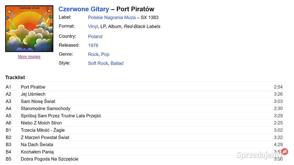 Czerwone Gitary Port Piratów 30 płyta winylowa Stalowa Wola