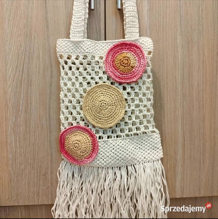 Designerska torba crochet z rafii ręcznie Piotrków Trybunalski