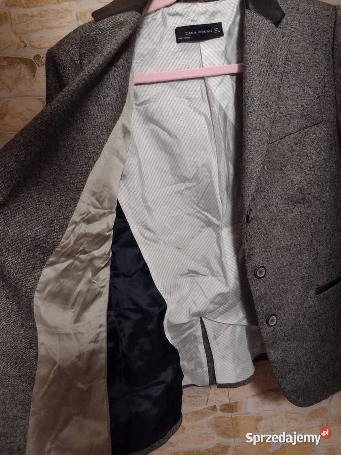 40L ZARA Wełniano skórzany żakiet marynarka NOWY Marynarki i żakiety małopolskie