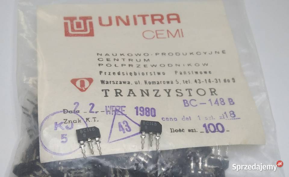 Tranzystor BC148B Unitra CEMI Części i akcesoria Gdańsk sprzedam