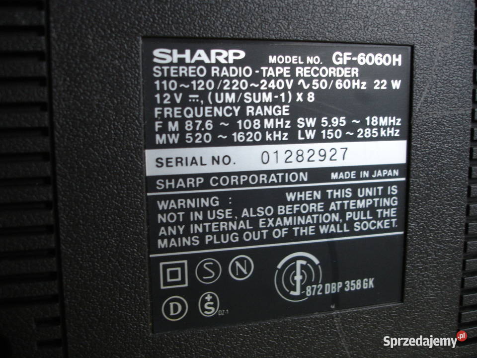 Radiomagnetofon SHARP GF6060H Zielona Góra