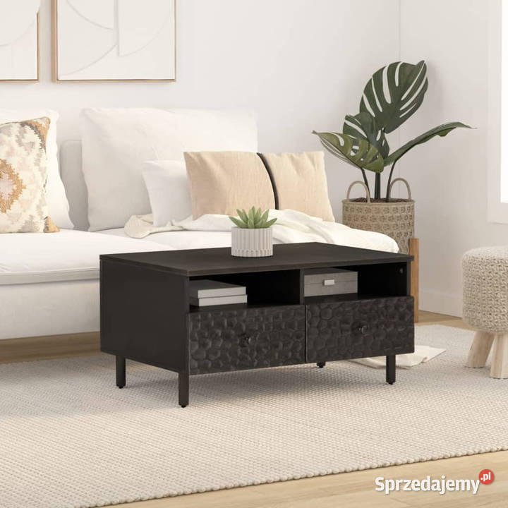 Stolik kawowy czarny 80x54x40 lite drewno mango mazowieckie Warszawa