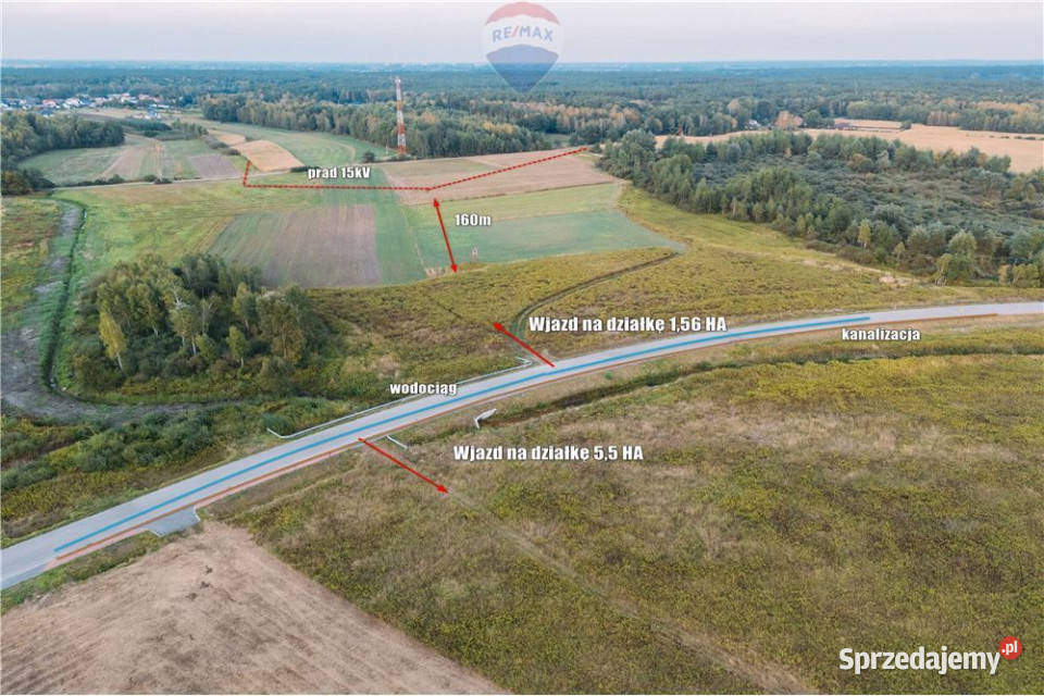 Działka komercyjna w Podborzu k Mielca 156 HA Mielec