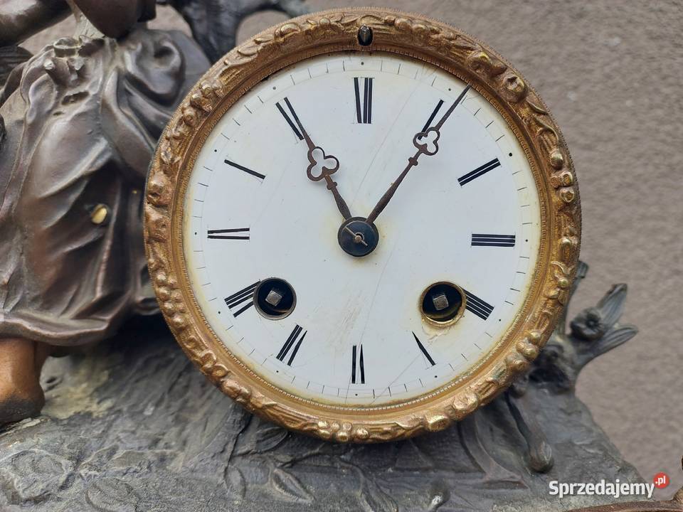 Stary zegar kominkowy Japy Freres figuralny Antyki Tczew