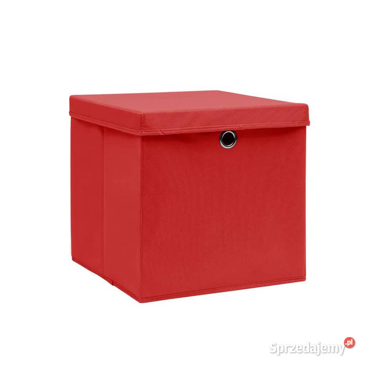 Pudełka z pokrywami 10 28x28x28 czerwone