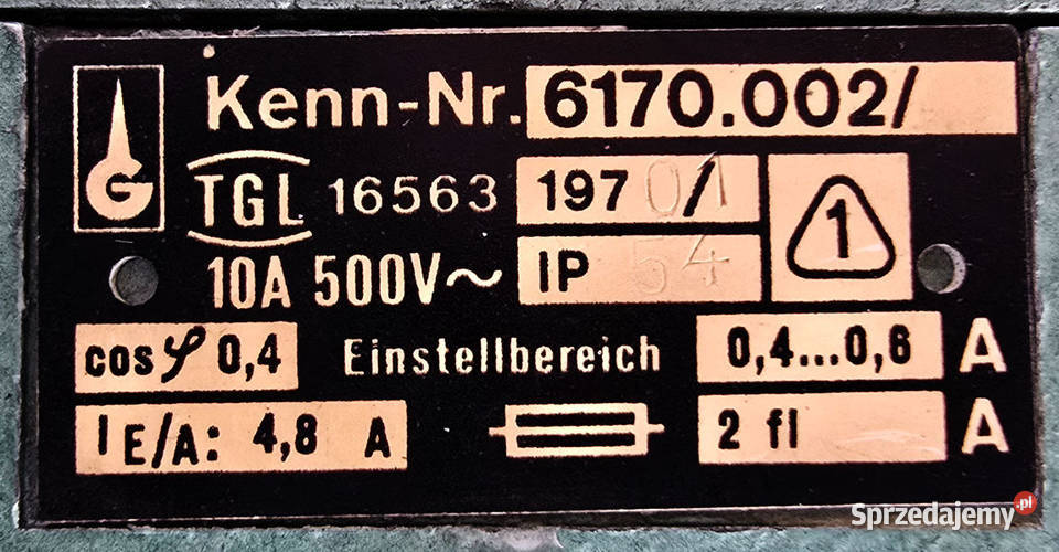 Włącznik Wyłącznik silnikowy TGL 16563 10A 500V Poznań sprzedam