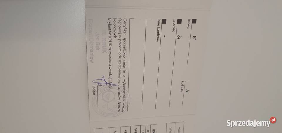 Złoty pierścionek z diamentem WKRUK Bydgoszcz