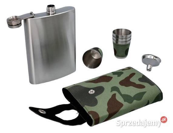 Srebrna Piersiówka w Etui Moro w Zestawie Ostrowy nad Okszą