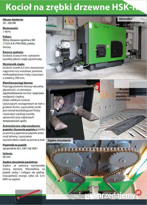 Piec na Trociny 50 kw Zrębka Owies Pestka Wióra Kożuchów